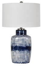 Crestview Evan Blue & White Table Lamp w/ Shade