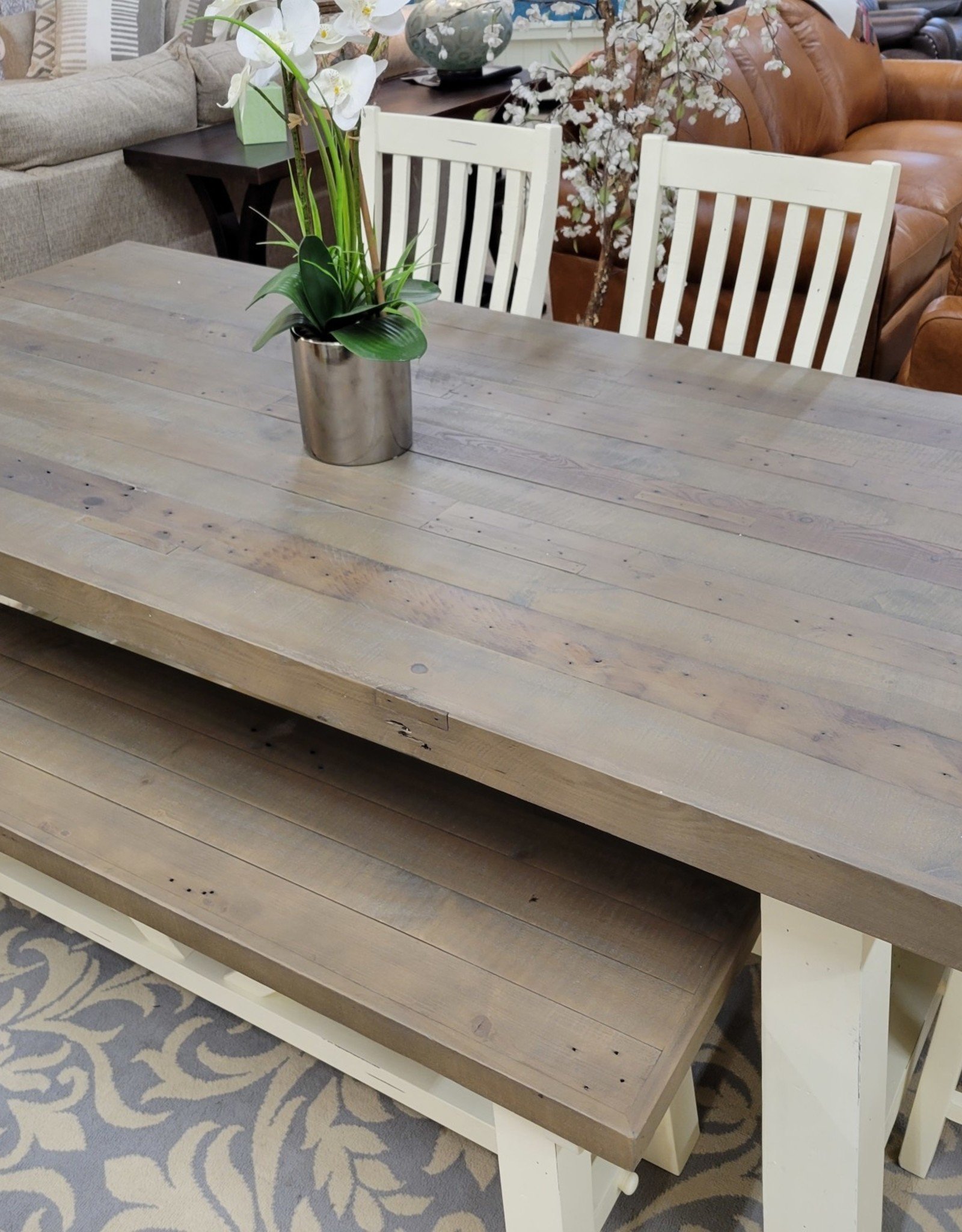 Salt Flat Chester Reclaimed Pine Farmhouse Table Set