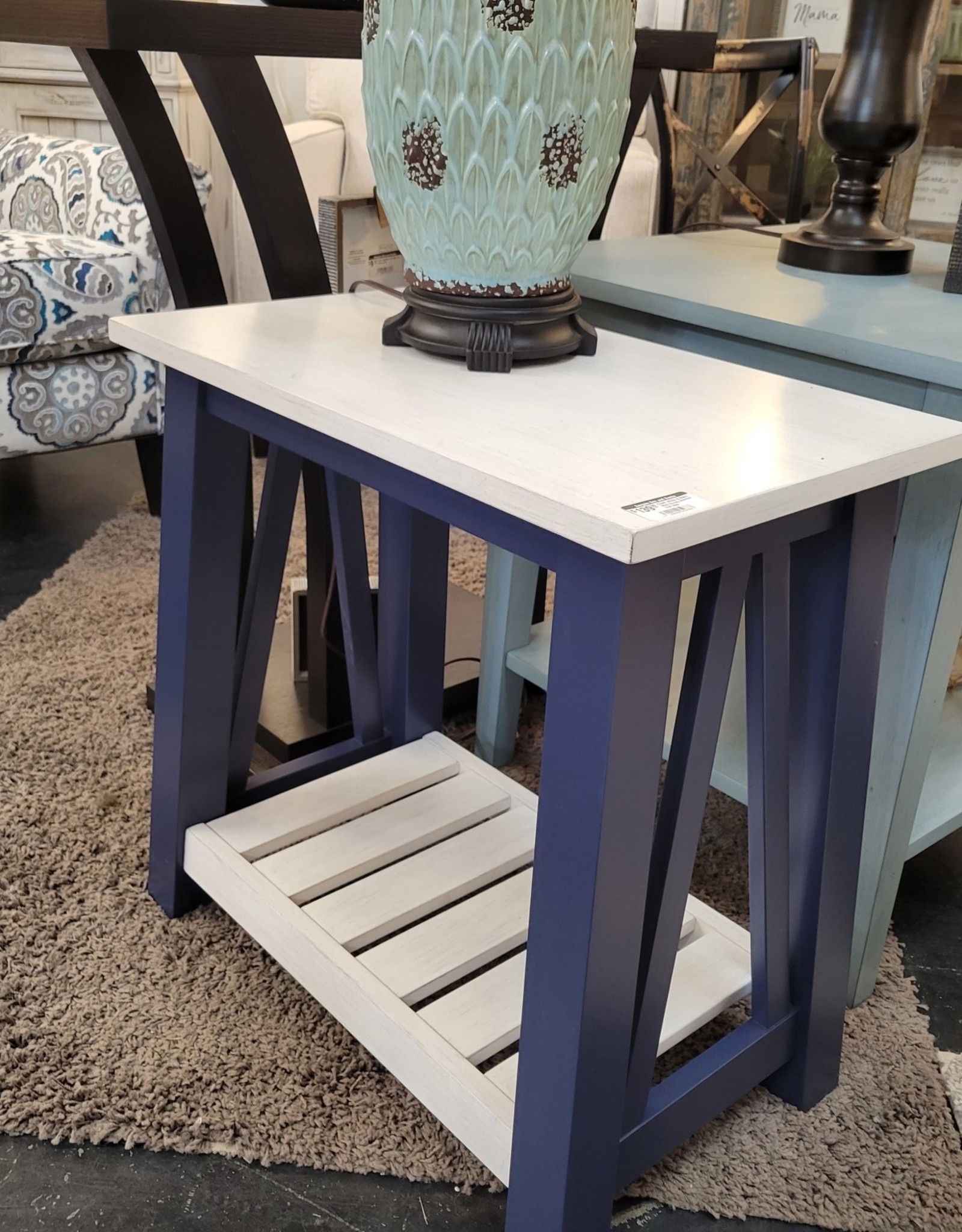 Whitewood Surrey Narrow End Table (Blue/White or Gray/White)