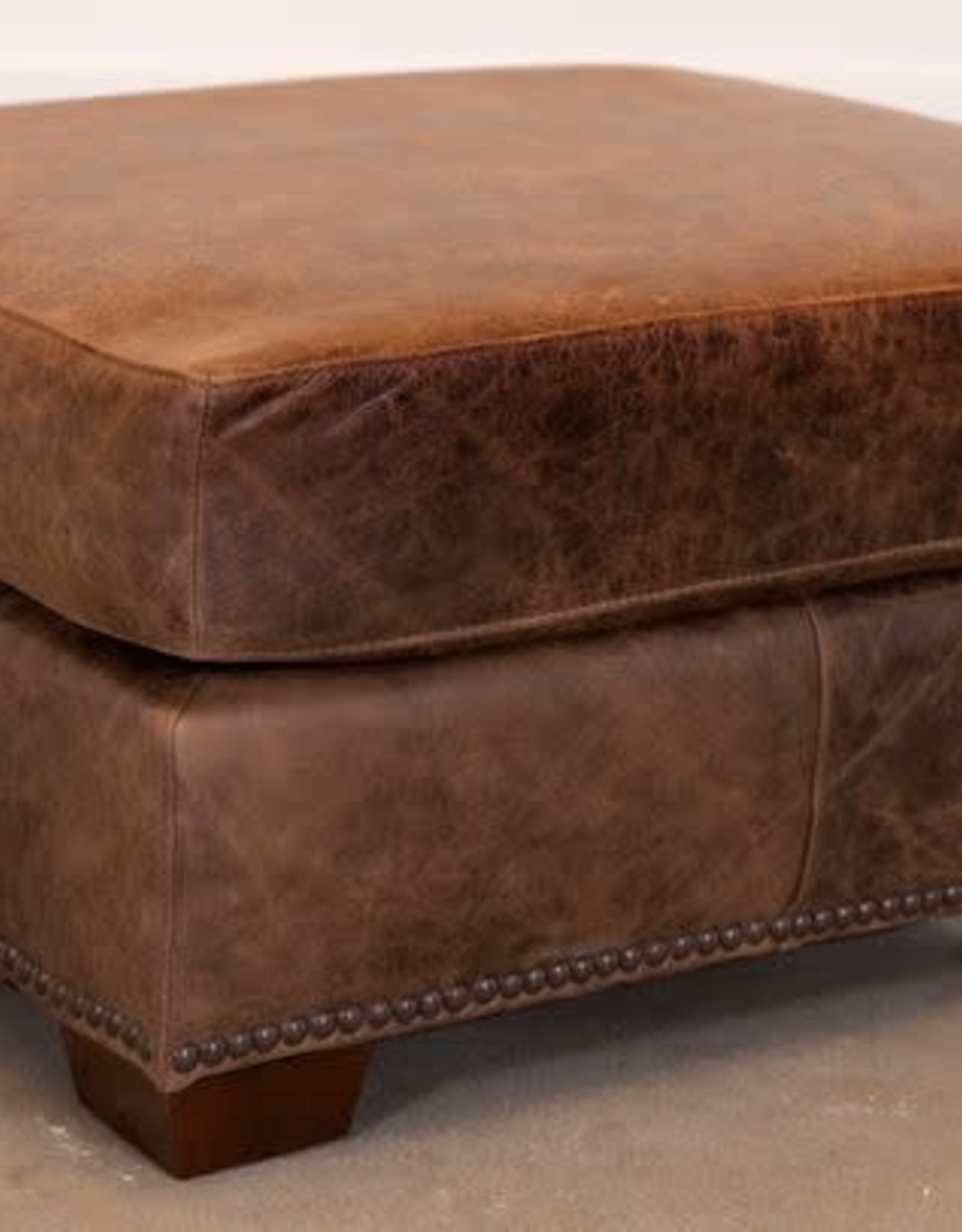 USA Premium Leather Ancient Brown Leather Ottoman 26" w x 30" deep x 16" tall