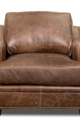 USA Premium Leather Ancient Brown Leather Track Arm Chair