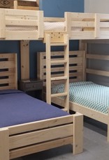 Bargain Bunks Hat Trick - Triple Bunk w/ front ladder- unfinished (Foster Care)