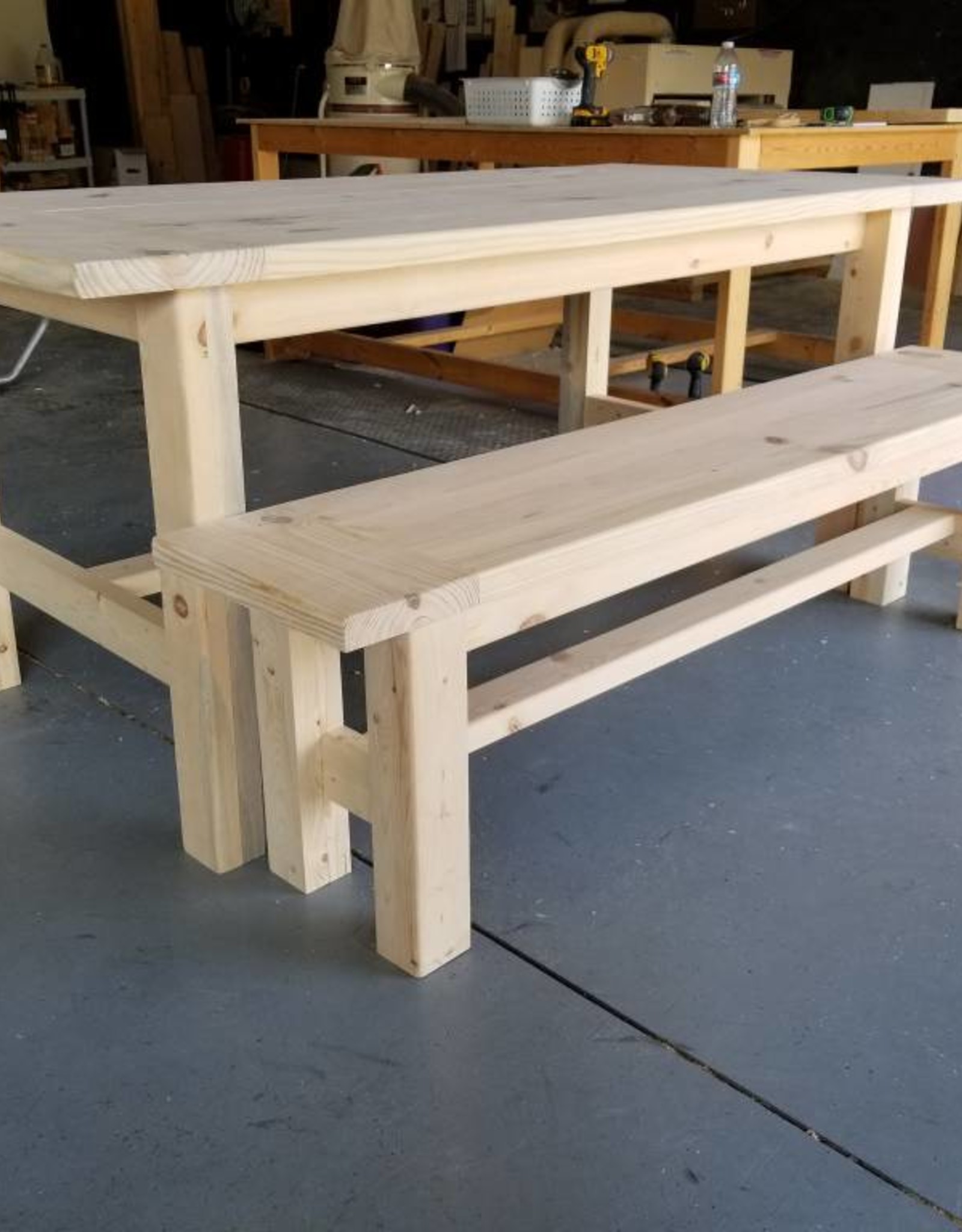 farmers table with bench