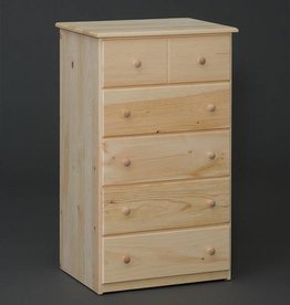 Fighting Creek Simple Pine 5-Drawer Small Chest - Unfinished