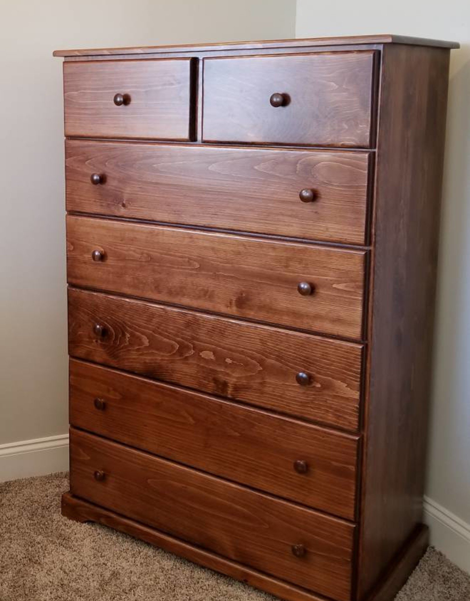 Pine 7Drawer Chest w/ Stock Finish Bargain Box and Bunks