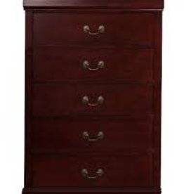 Crownmark Louis Philipe Sleigh Chest of Drawers Cherry
