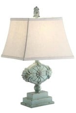 Crestview Kaleen Green Distressed Table Lamp w/ Shade