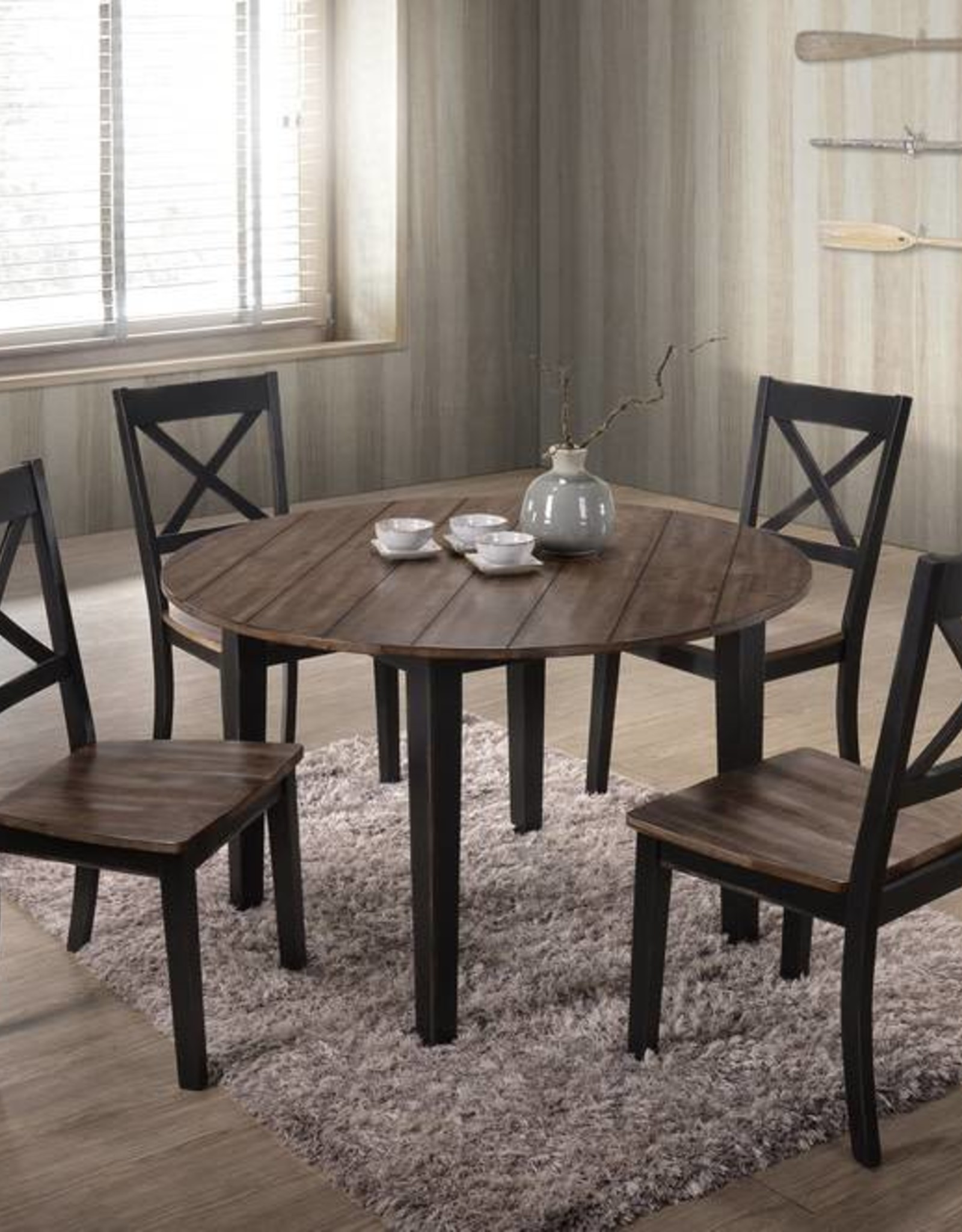 Lane A La Carte Farmhouse Round Dining Table w/ 4 Chairs