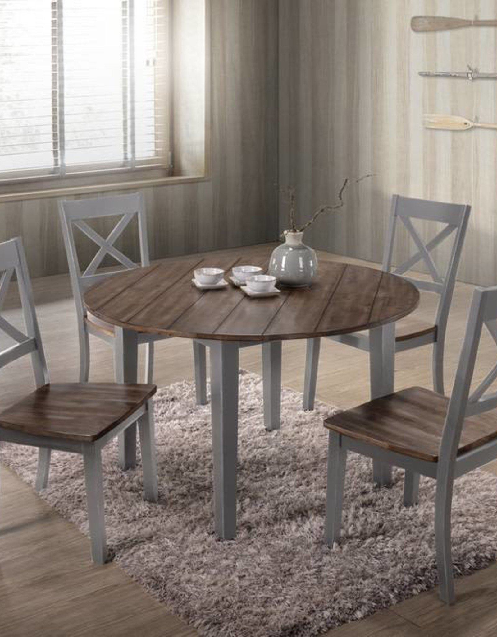 round farmhouse dining table set for 4