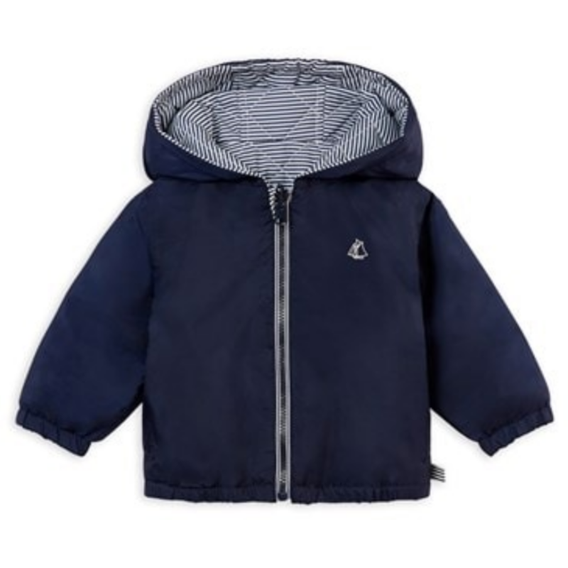 Petit Bateau Petit Bateau Navy Hooded Reversible Jacket