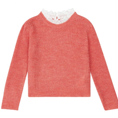 Bon Ton Bon Ton Coral Knit Lace Collar Pullover