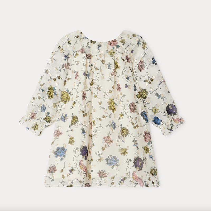Bonpoint Bonpoint Cream Silk Floral Print Teale Dress