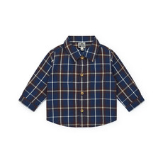 Bon Ton Bon Ton Navy Brown LS Plaid Shirt