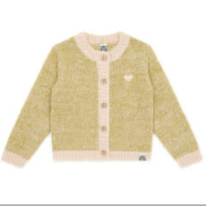 Bon Ton Bon Ton  Beige Pink Heart Cardigan