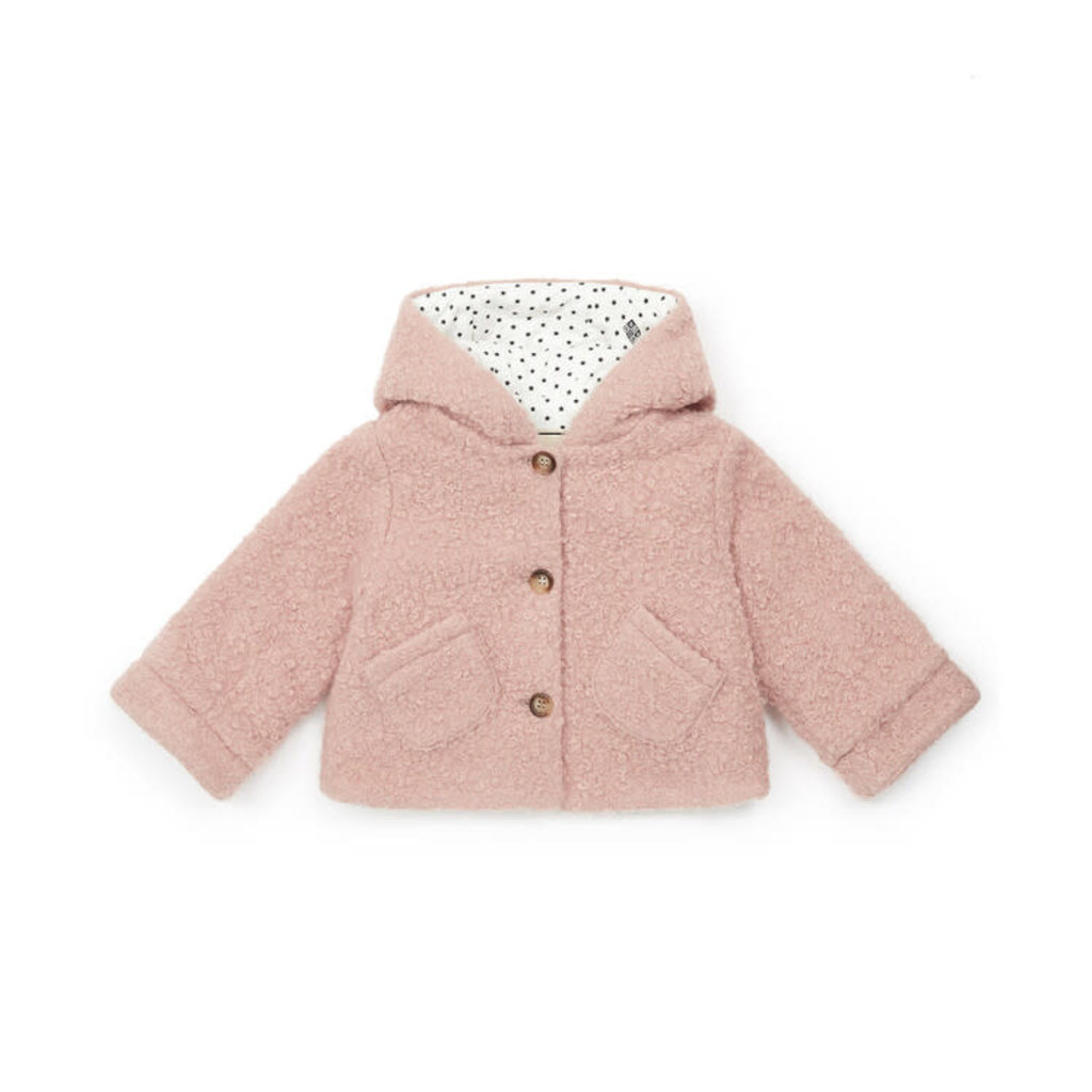 Bon Ton Bon Ton Pink Boucle Jacket with hood