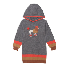 Deux par deux Deux par Deux knitted grey/poodle hooded dress