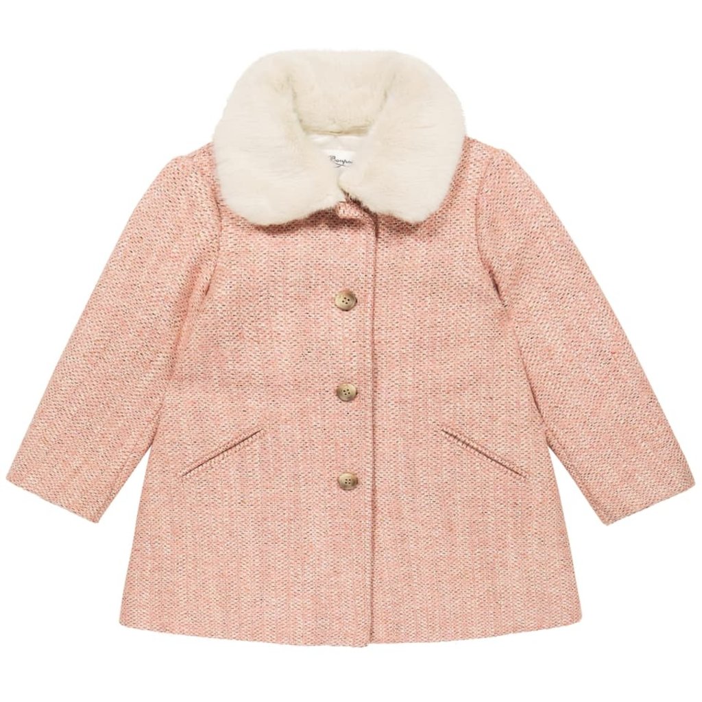 Bonpoint Bonpoint Pink Coat with Fur Collar