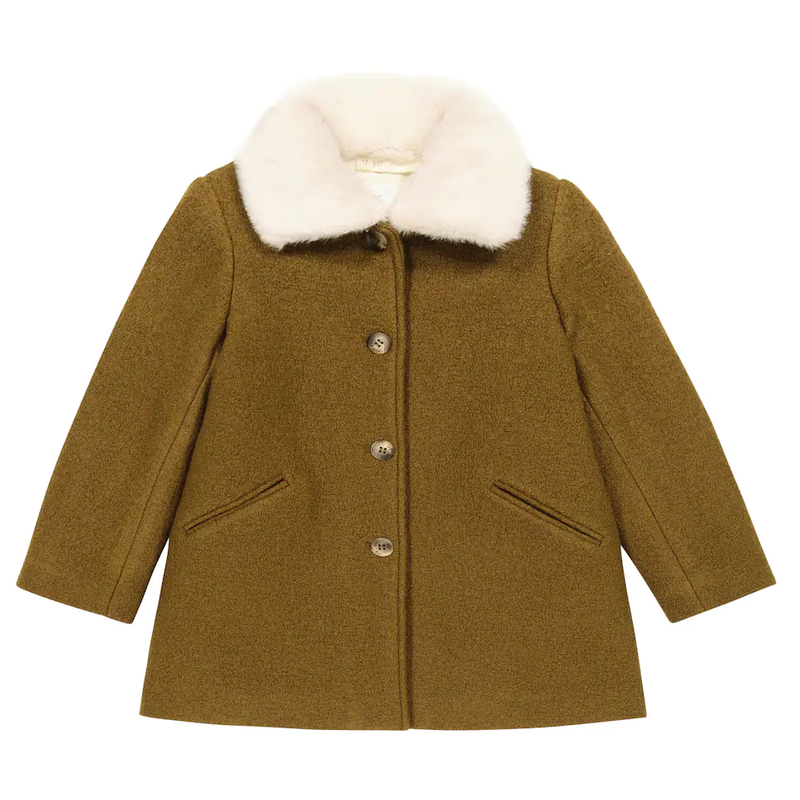 Bonpoint Bonpoint Khaki coat with fur