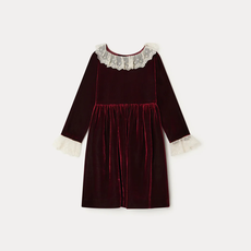 Bonpoint Bonpoint Ruby Velvet Dress with Lace Cuffs