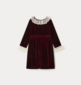 Bonpoint Bonpoint Ruby Velvet Dress with Lace Cuffs