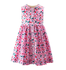 Rachel Riley Rachel Riley Pink Botanical Button Dress