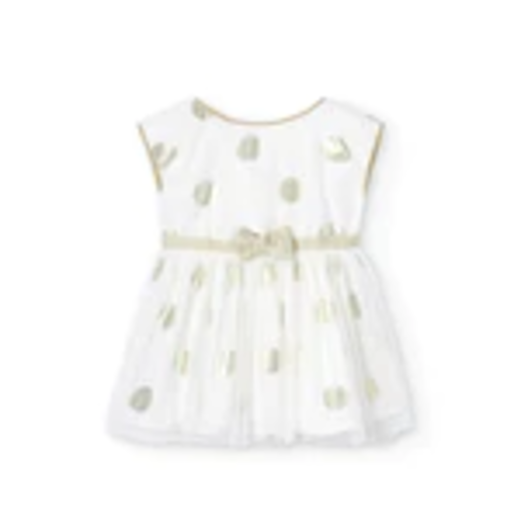 Boboli Boboli Satin Tulle Polka Dot Dress