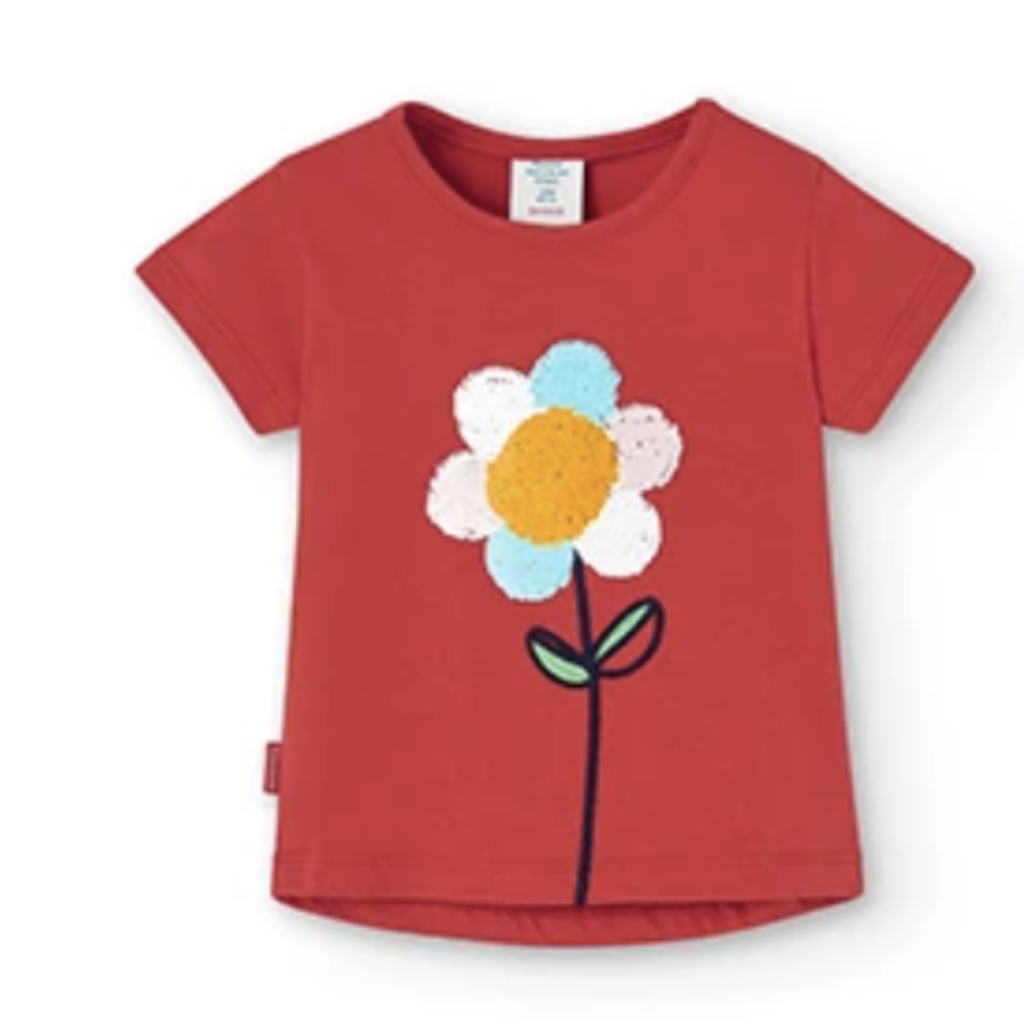 Boboli Boboli Red Sequin Flower Tshirt