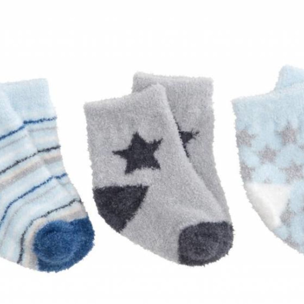 Elegant Baby Elegant Baby Fuzzy Socks 3 Pack Blue