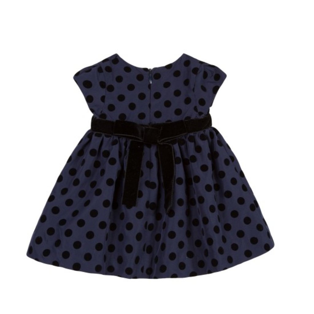 Tartine et Chocolat Tartine Satin Polkadot Dress - Navy