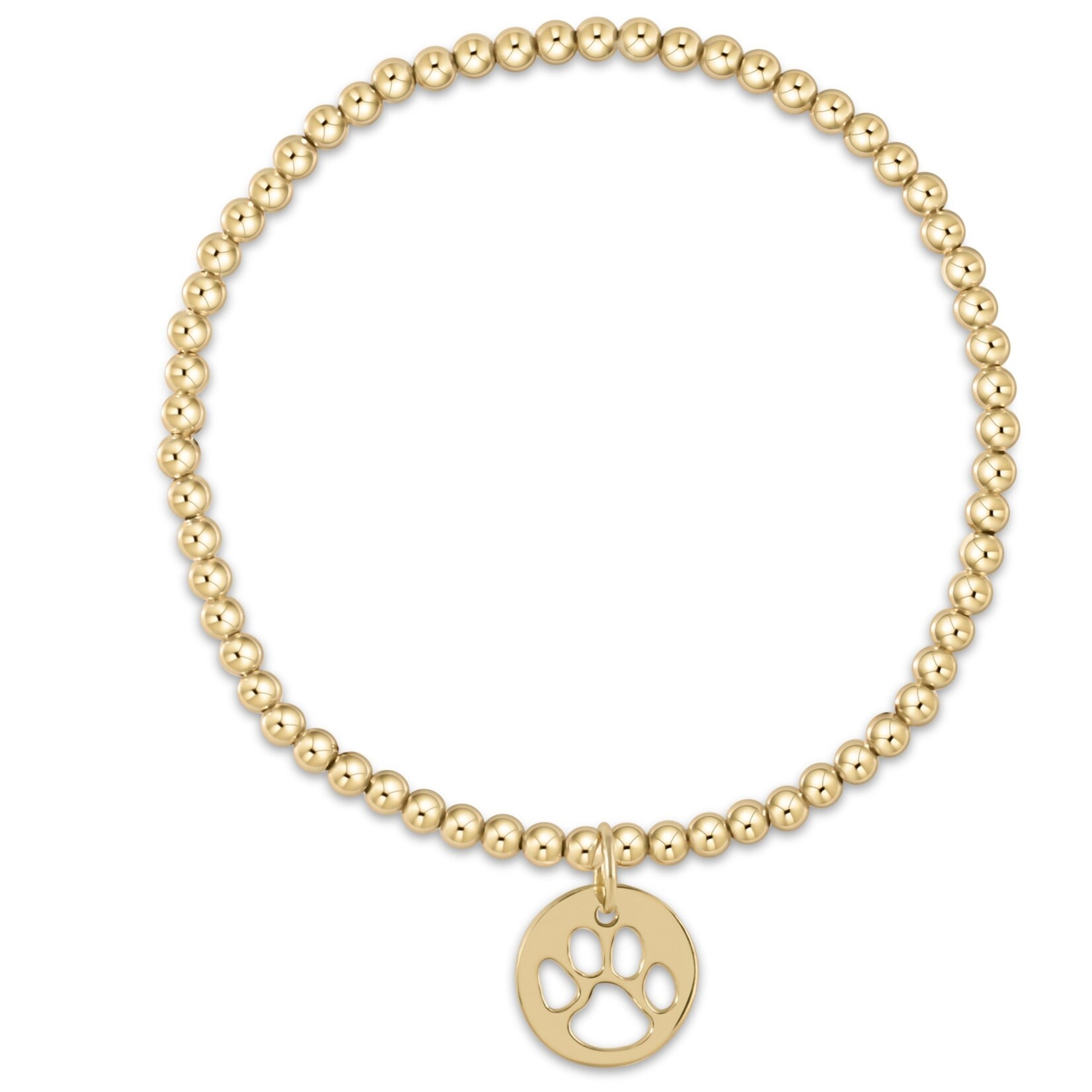 BRACELET / CLASSIC GOLD  / 3 MM BB / PAW PRINT