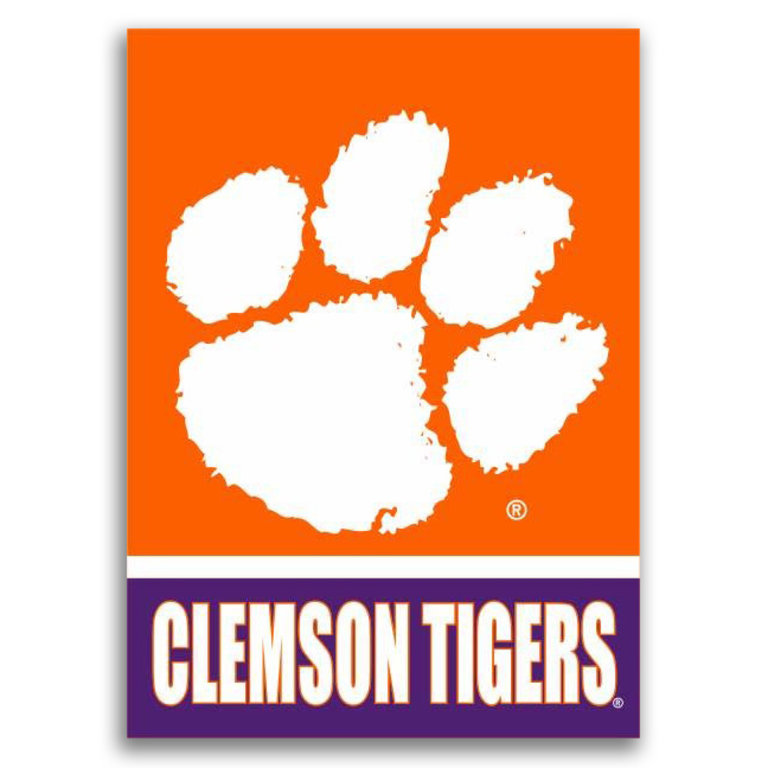 Sewing Concepts Sc House Flag 30x40 Org Wwhite Paw Botton Pur Bar Clemson Tigers