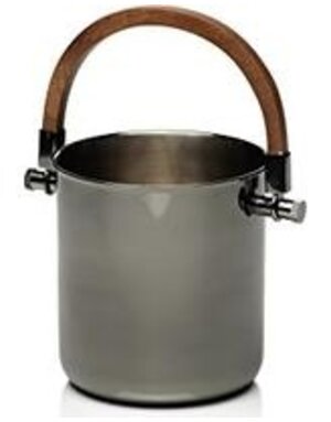 Metal ice bucket wood handle