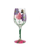Flowers & Bees wine glass