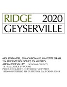 2020 Ridge Geyserville