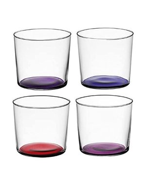 Stackable crystal tumbler, colored bottom