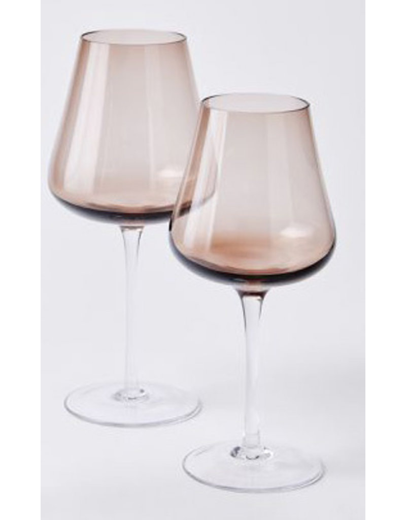 Blown glass red wine in coffee color or smoke