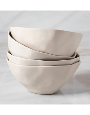 Tam Stoneware Dessert Bowl, Pearl (set of 4)