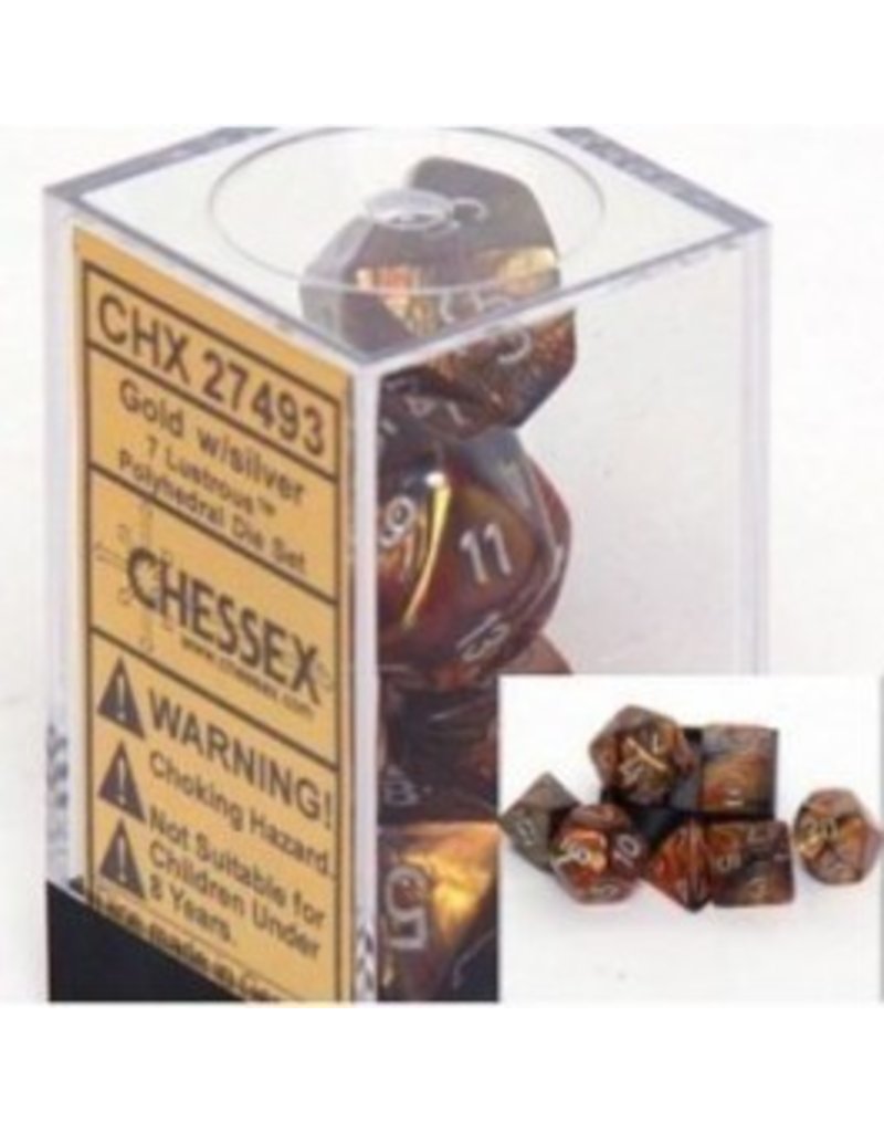 Chessex CHX27493 Lustrous Gold with Silver 7-Set