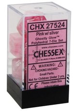 Chessex CHX27524 Pink with Silver Ghostly Glow 7-Set