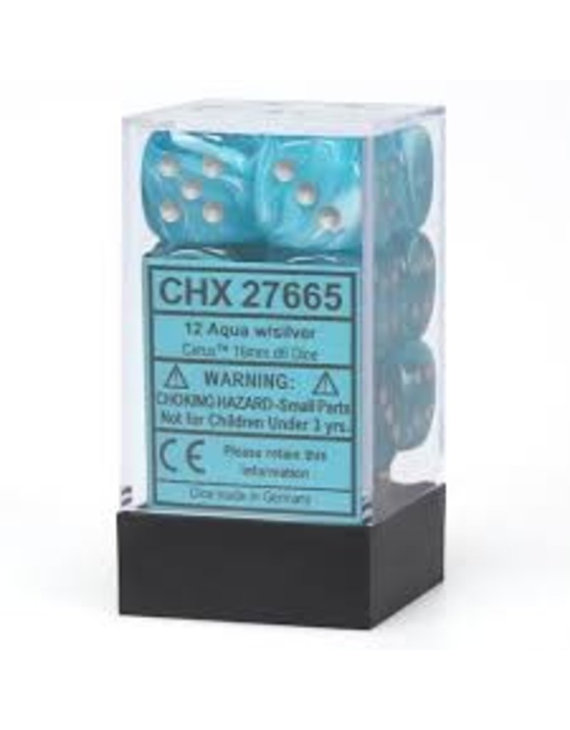 Chessex D6 Block - 16mm - Cirrus Aqua/Silver