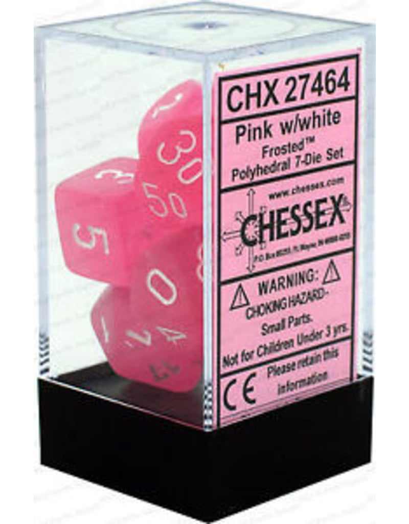 Chessex CHX27464 7die set Pink w/white