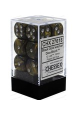 Chessex CHX27618 Black Gold with Silver Leaf 16mm 12-Set