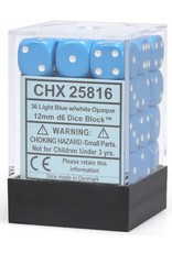 Chessex D6 Block - 12mm - Opaque Light Blue/White