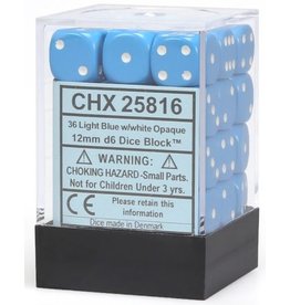 Chessex CHX25816 12mm D6 Light Blue w/ White
