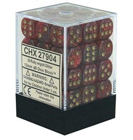 Chessex CHX27904 D6 12mm Glitter Ruby/gold