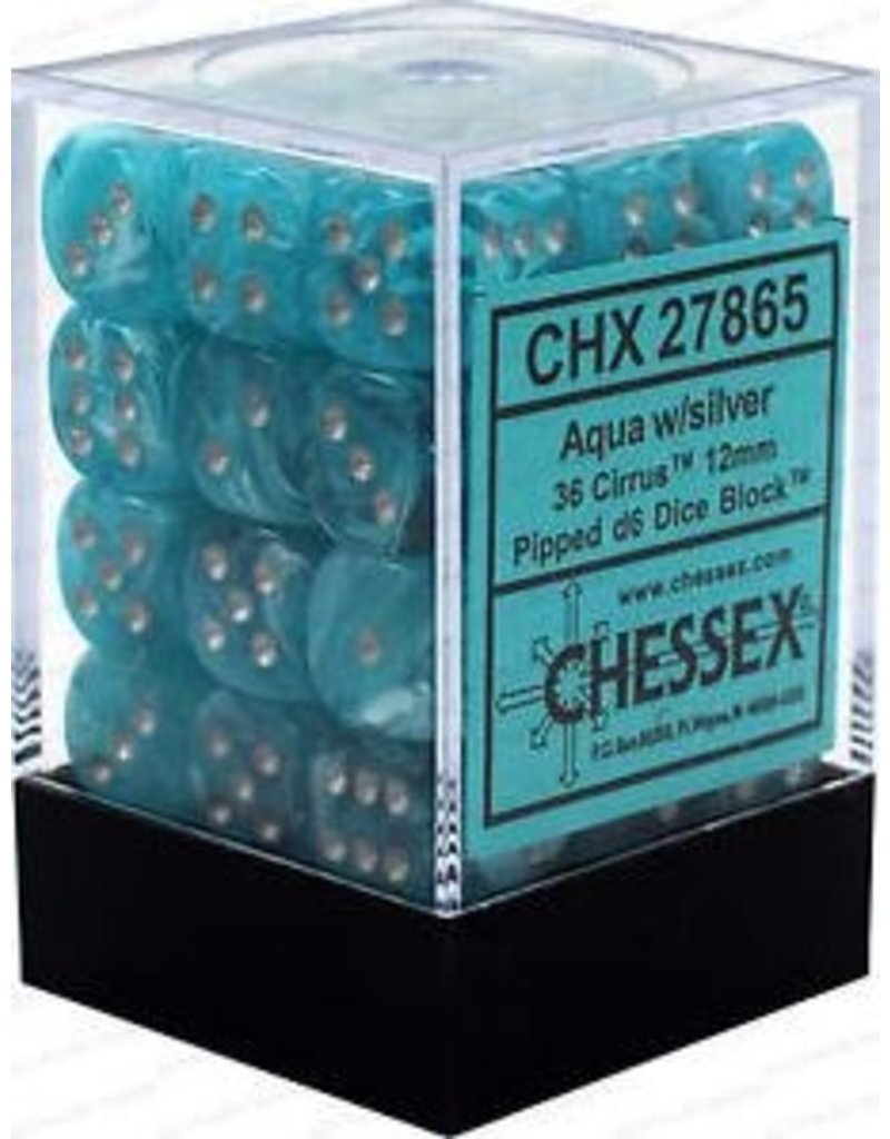 Chessex D6 Block - 12mm - Cirrus Aqua/Silver