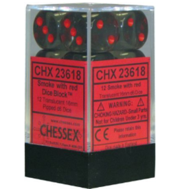 Chessex D6 Block - 16mm - Translucent Smoke/Red