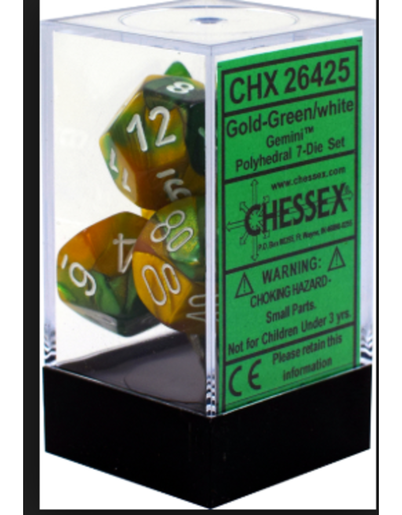 Chessex 7 Die Set - Gemini Gold/Green