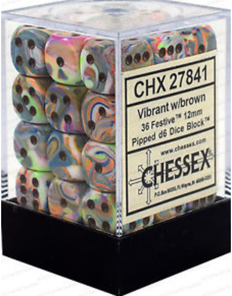 Chessex D6 Block - 12mm - Festive Vibrant/Brown