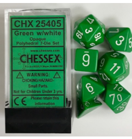 CHX25405  Opaque 7 Die Set, Green/ White